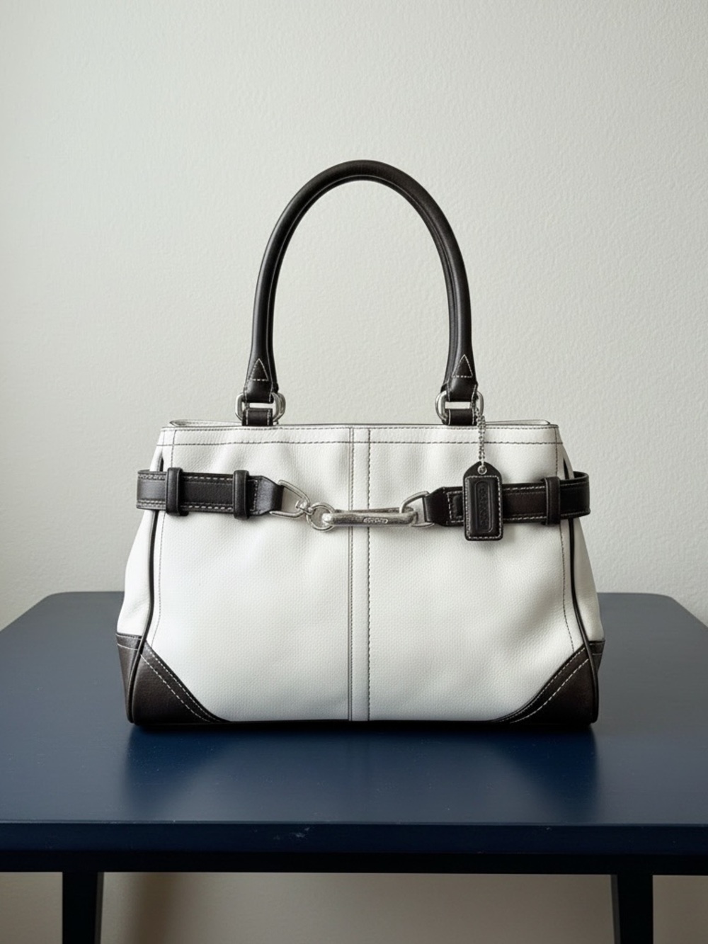 Coach Hamptons Ivory and Dark Brown EUC